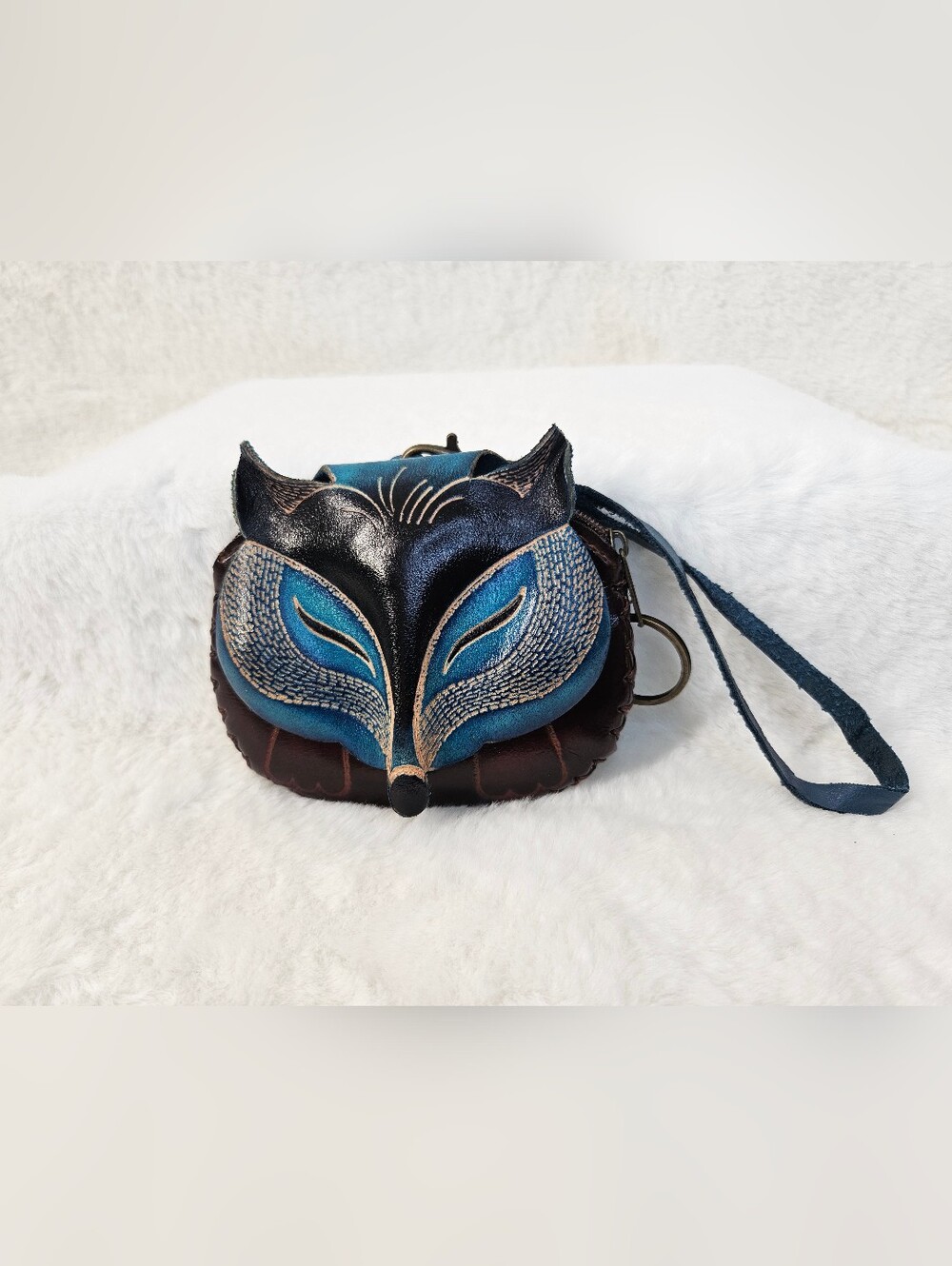 Leather Fox Coin Purse Wristlet
